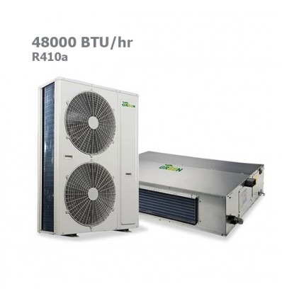  یونیت داخلی و خارجی داکت اسپلیت توکار سقفی گرین مدل GDS-48P3T1R1 را می‌بینید.